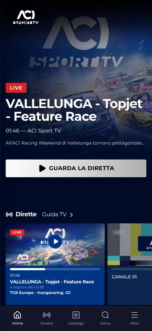 La home dell'app